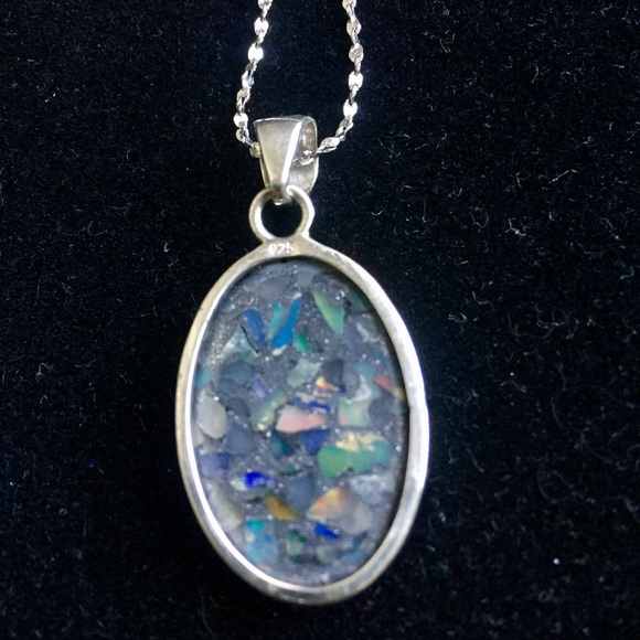 SOLD: 925 SS Ethiopian Opal/Pyrite Pendant - Picture 3 of 6